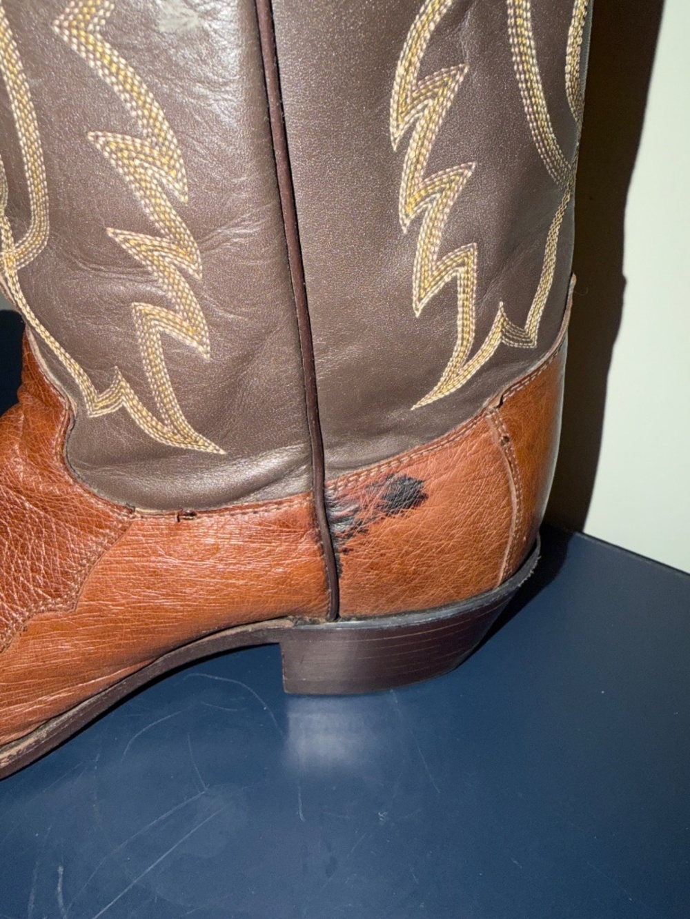 Tony Lama Full Quill Ostrich Wingtip Cognac Cowboy Boots Men's 10 D Y2052 - Picture 5 of 6